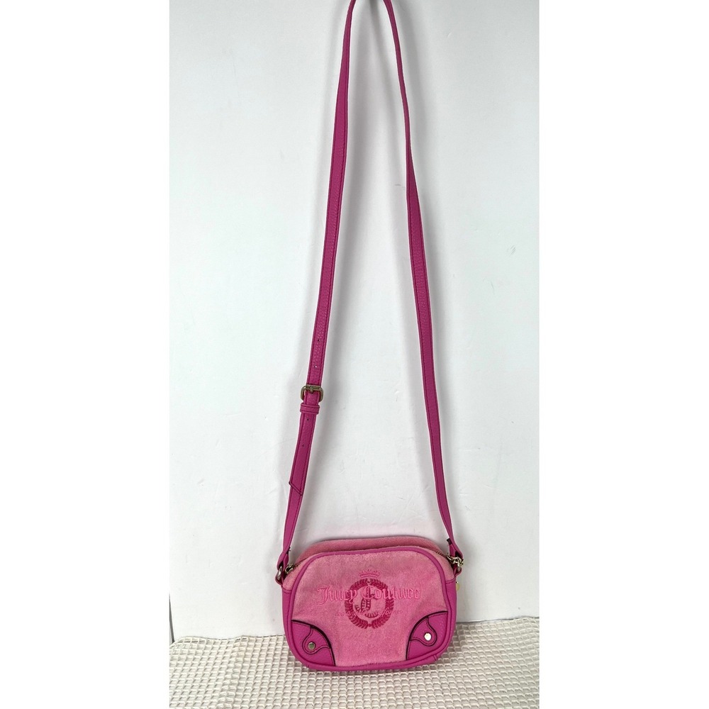 Juicy Couture Pink Velour Mini Crossbody Purse Shoulder Bag Y2K Small Handbag